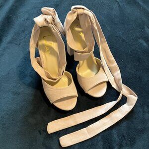 Lulus Dorian Faux Suede Ankle-Wrap High Heels Size 8-1/2
